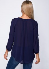Lace Panel Three Quarter Sleeve Blouse