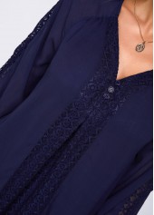 Lace Panel Three Quarter Sleeve Blouse