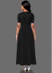 Inclined Button Side Pocket Contrast Maxi Dress