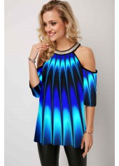 Printed Ombre Bib Neck T Shirt