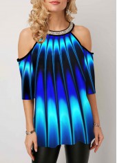 Printed Ombre Bib Neck T Shirt