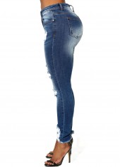 Acid Washed Frayed Hem Shredded Jeans