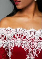 Off Shoulder Lace Panel High Low Dress