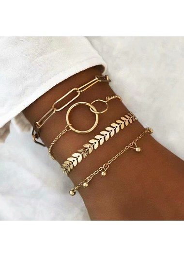 Rosewe Stylish Layered Metal Chain Gold Bracelet Set - One Size