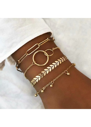 Rosewe Stylish Layered Metal Chain Gold Bracelet Set - One Size
