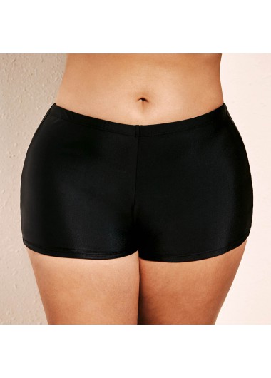 Rosewe Black Mid Waist Plus Size Swimwear Shorts - 3X