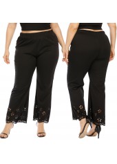 Pierced Elastic Waist Plus Size Pants