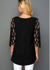 Mesh Panel Christmas Tree Print T Shirt