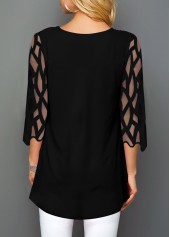 Mesh Panel Christmas Tree Print T Shirt