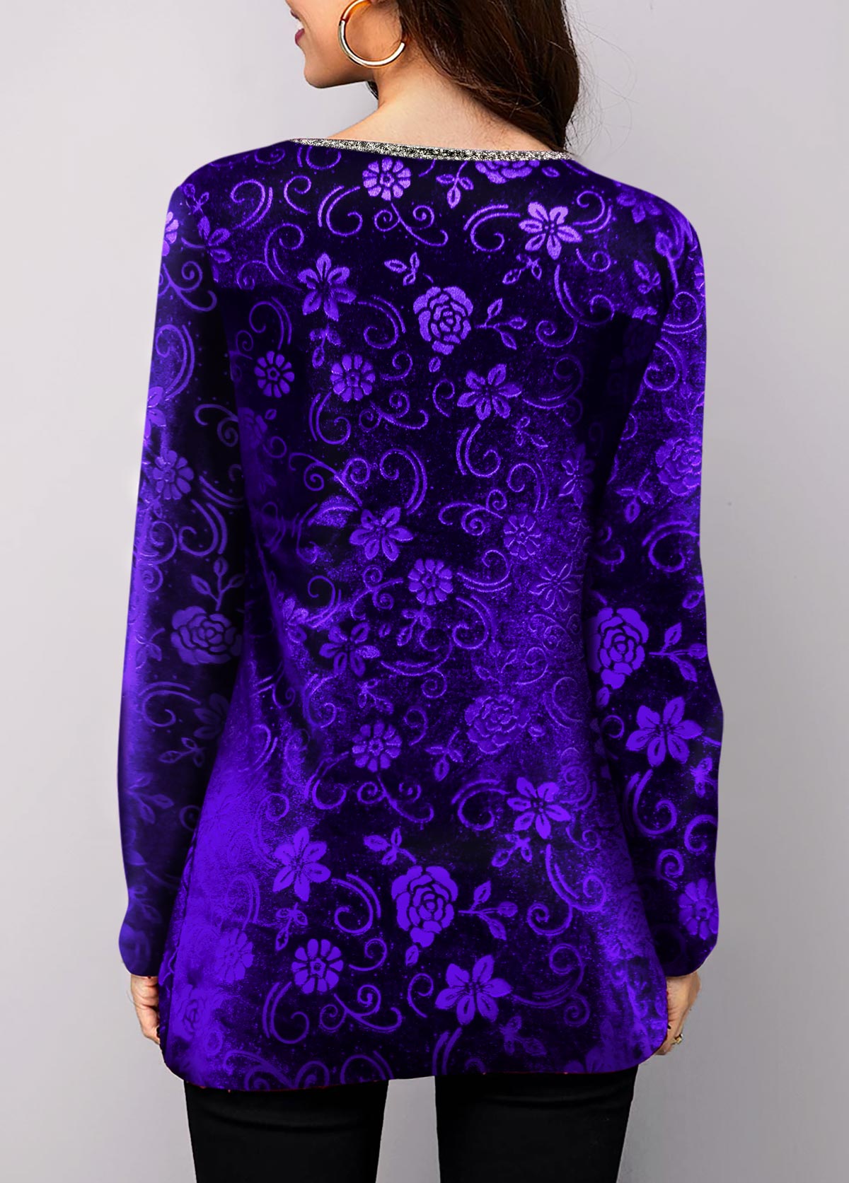 Ditsy Floral Print Purple T Shirt