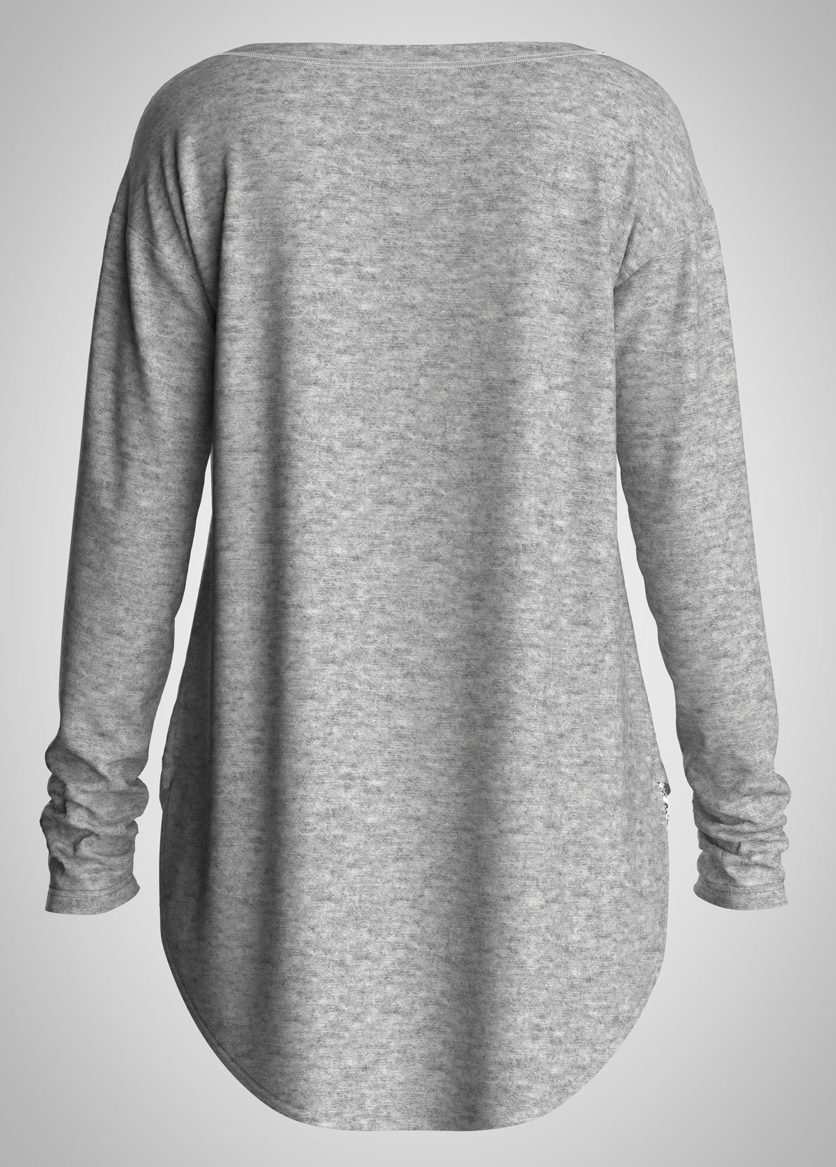 Lace Patchwork V Neck Light Grey Sweatshirt