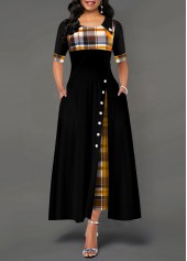 Ginger Plus Size Decorative Button Plaid Dress