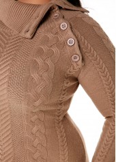 Cable Knit Flap Collar Plus Size Dress