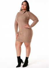 Cable Knit Flap Collar Plus Size Dress