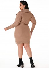 Cable Knit Flap Collar Plus Size Dress