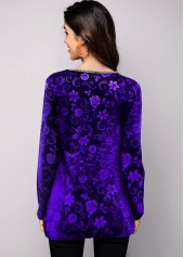 Purple Plus Size Floral Print T Shirt