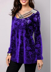 Purple Plus Size Floral Print T Shirt