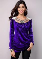 Purple Plus Size Floral Print T Shirt