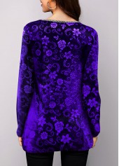 Purple Plus Size Floral Print T Shirt