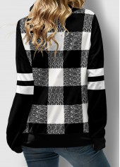 Plus Size Plaid Long Sleeve Drawstring Sweatshirt