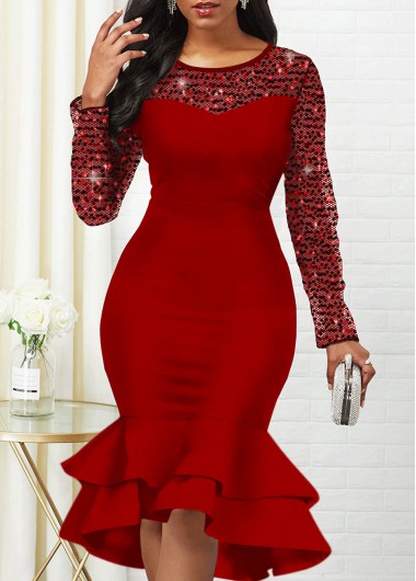 Rosewe Sequin Detail Round Neck Mermaid Dress - M