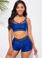 Mesh Stitching Double Strap Bikini Set