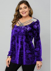 Purple Plus Size Floral Print T Shirt
