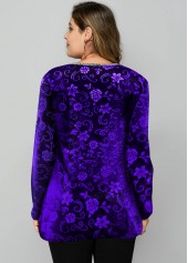 Purple Plus Size Floral Print T Shirt