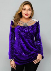 Purple Plus Size Floral Print T Shirt
