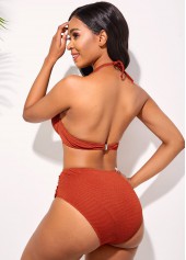 Ruched Mid Waist Halter Bikini Set