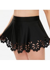 Plus Size High Waist Pierced Black Pantskirt