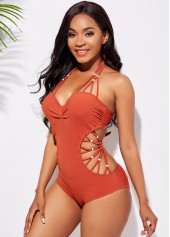 Cutout Detail Tie Back Tie Back One Piece Swimwear