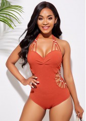 Cutout Detail Tie Back Tie Back One Piece Swimwear