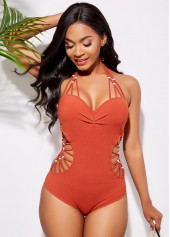 Cutout Detail Tie Back Tie Back One Piece Swimwear