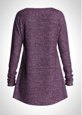 Purple V Neck Long Sleeve T Shirt