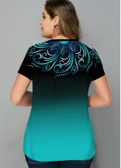 Tribal Print Ombre Plus Size T Shirt