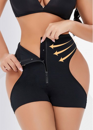Rosewe Womens Body Shaper Shapewear Waist Trainer Cutout Back Black Zip Detail Panties - L