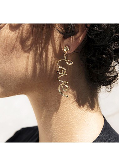 Rosewe Chic Letter Design Gold Metal Earring Set - One Size