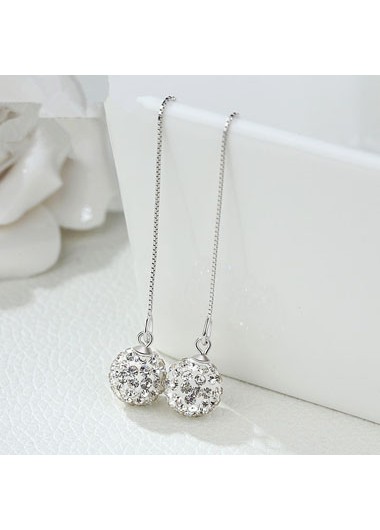 Rosewe Chic Chain Tassel Silver Shambhala Ball Earring Set - One Size