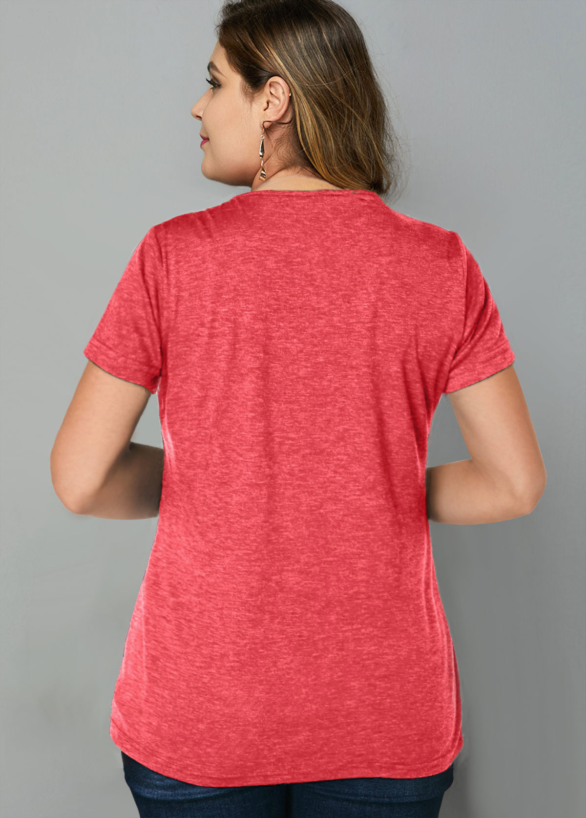 Crinkle Chest Short Sleeve Plus Size T Shirt