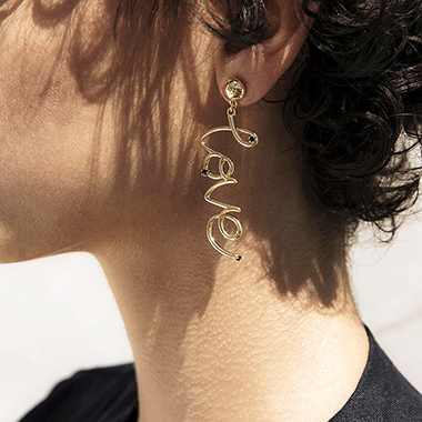 Letter Design Gold Metal Earring Set