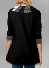 Button Detail Contrast Asymmetric Hem Tunic Top
