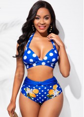 High Waist Halter Polka Dot Bikini Set