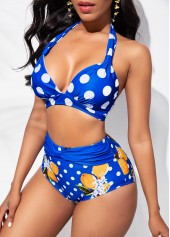 High Waist Halter Polka Dot Bikini Set