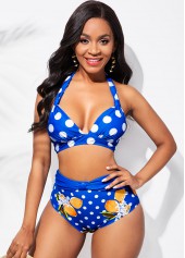 High Waist Halter Polka Dot Bikini Set