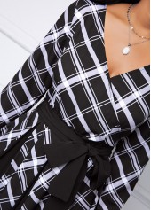 V Neck Long Sleeve Plaid dress