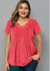 Crinkle Chest Short Sleeve Plus Size T Shirt
