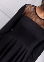 Long Sleeve Mesh Asymmetric Hem T Shirt