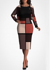 Long Sleeve Contrast Cardigan and Dress