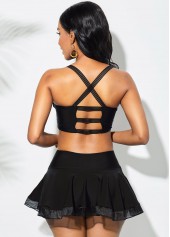 Cutout Back Black Bowknot Bikini Set